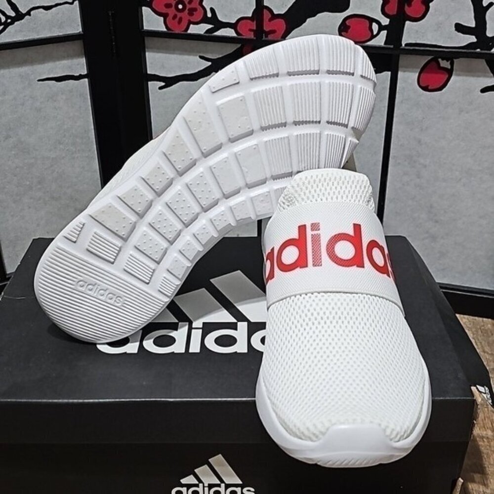 Adidas Lite Racer White Red Shoes Size 9‎ New - Picture 6 of 10